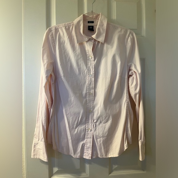 gap and ann taylor women’s pink & gray button down long sleeve blouses LOT OF 2 - Picture 4 of 5